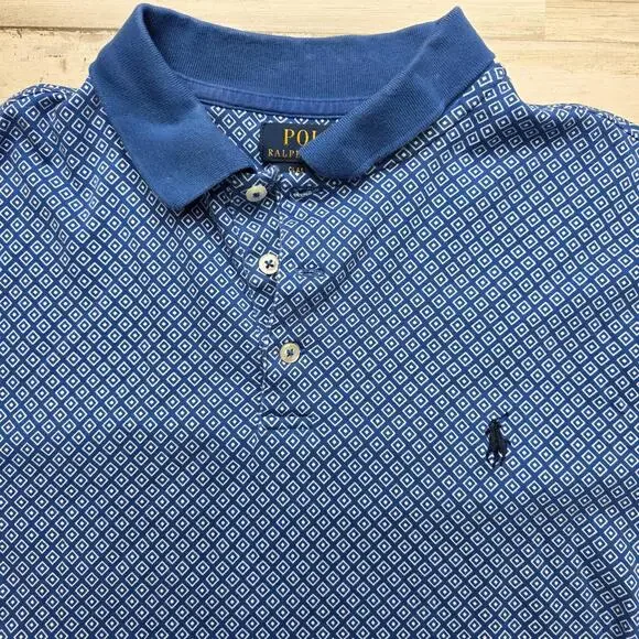 POLO RALPH LAUREN Men's LG Classic Fit Blue Geometric All Over Print Diamond - Picture 2 of 6